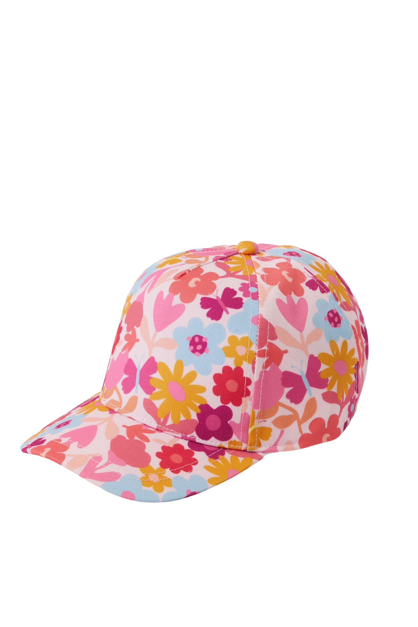 Floral Pattern Baseball Cap with Curved Brim, Colorful Casual Style