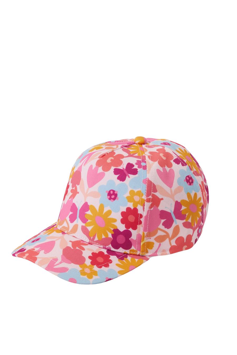 Floral Pattern Baseball Cap with Curved Brim, Colorful Casual Style