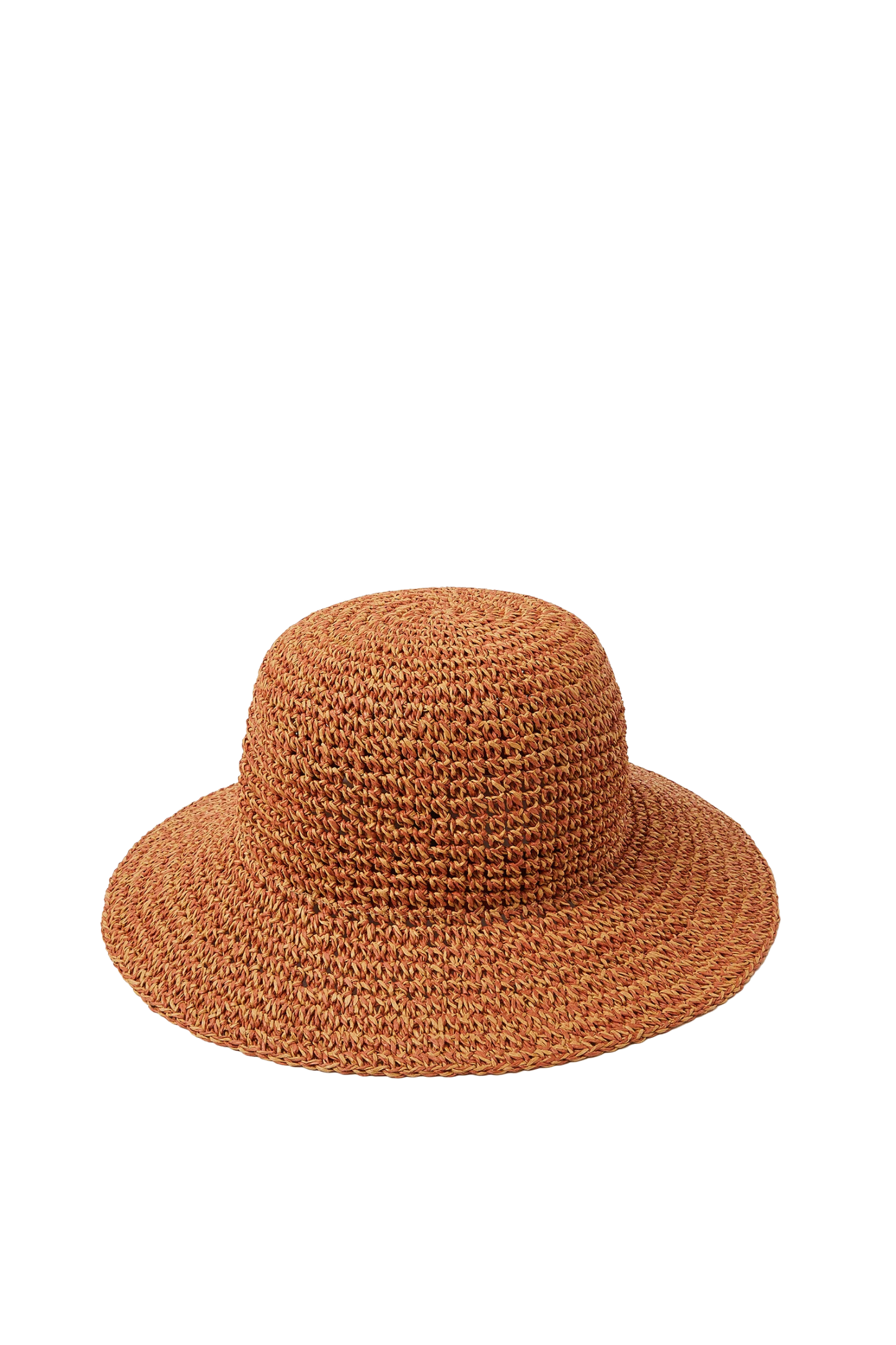 Woven Straw Hat with Wide Brim, Natural Brown