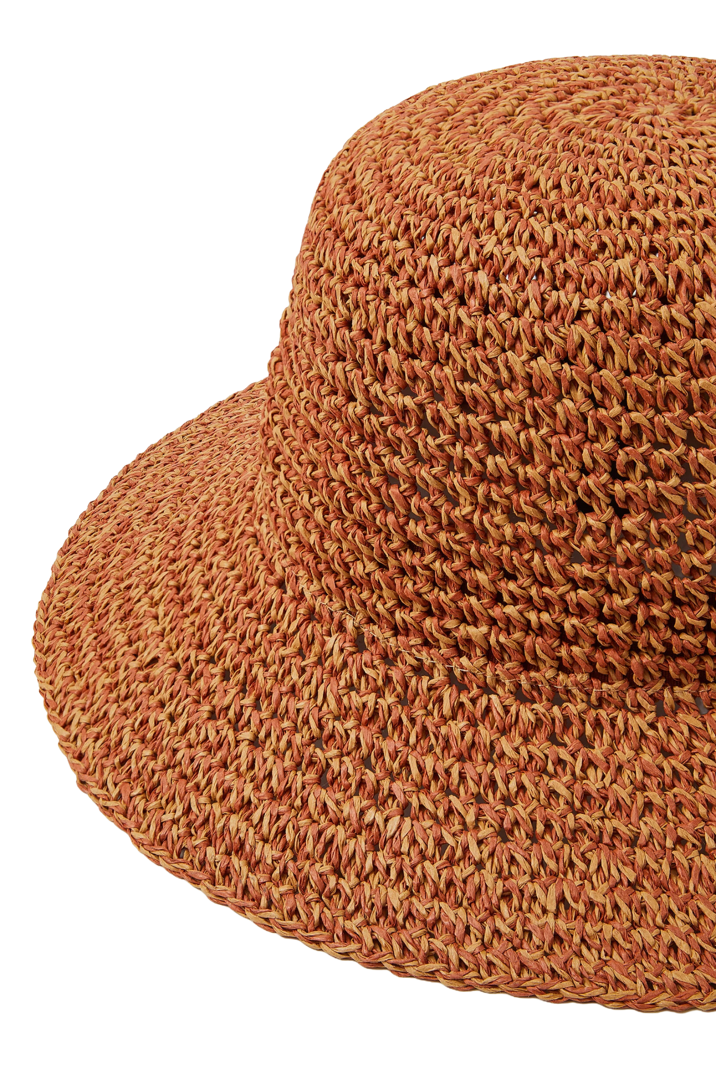 Woven Straw Hat with Wide Brim, Natural Brown