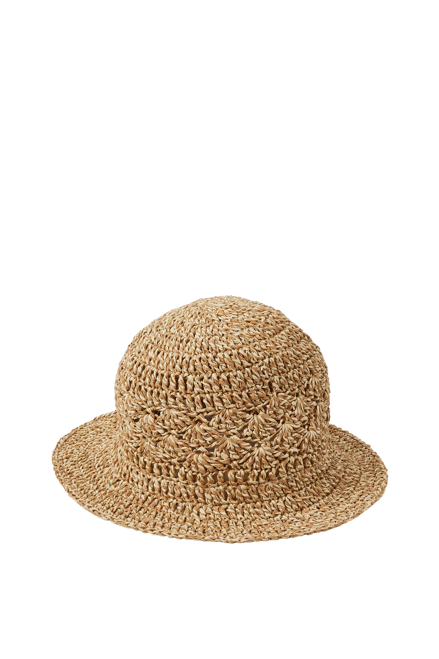 Woven Straw Hat with Wide Brim, Natural Beige