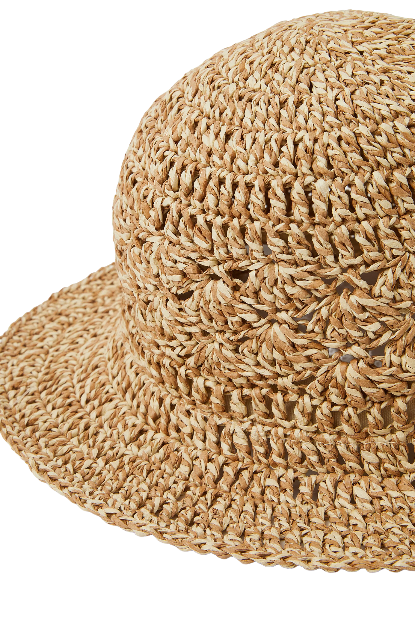 Woven Straw Hat with Wide Brim, Natural Beige